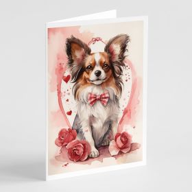 Papillon Valentine Roses Greeting Cards Pack of 8 Blank Cards with Envelopes Whimsical A7 Size 5x7 Blank Note Cards (Default: Default)