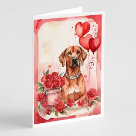 Rhodesian Ridgeback Valentine Roses Greeting Cards Pack of 8 Blank Cards with Envelopes Whimsical A7 Size 5x7 Blank Note Cards (Default: Default)