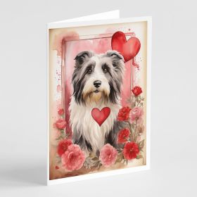 Bearded Collie Valentine Roses Greeting Cards Pack of 8 Blank Cards with Envelopes Whimsical A7 Size 5x7 Blank Note Cards (Default: Default)