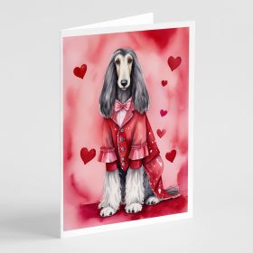 Afghan Hound My Valentine Greeting Cards Pack of 8 Blank Cards with Envelopes Whimsical A7 Size 5x7 Blank Note Cards (Default: Default)