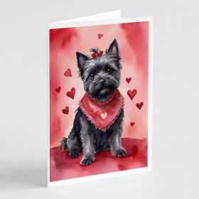 Cairn Terrier My Valentine Greeting Cards Pack of 8 Blank Cards with Envelopes Whimsical A7 Size 5x7 Blank Note Cards (Default: Default)