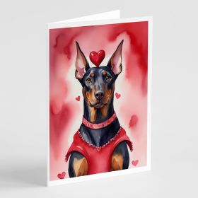 Doberman Pinscher My Valentine Greeting Cards Pack of 8 Blank Cards with Envelopes Whimsical A7 Size 5x7 Blank Note Cards (Default: Default)