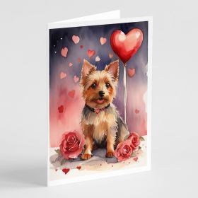 Australian Terrier Valentine Roses Greeting Cards Pack of 8 Blank Cards with Envelopes Whimsical A7 Size 5x7 Blank Note Cards (Default: Default)