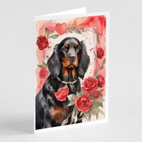 Gordon Setter Valentine Roses Greeting Cards Pack of 8 Blank Cards with Envelopes Whimsical A7 Size 5x7 Blank Note Cards (Default: Default)
