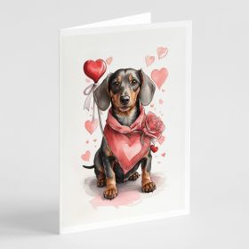 Dachshund Valentine Roses Greeting Cards Pack of 8 Blank Cards with Envelopes Whimsical A7 Size 5x7 Blank Note Cards (Default: Default)