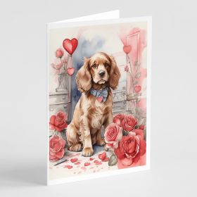 Cocker Spaniel Valentine Roses Greeting Cards Pack of 8 Blank Cards with Envelopes Whimsical A7 Size 5x7 Blank Note Cards (Default: Default)