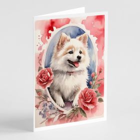 American Eskimo Valentine Roses Greeting Cards Pack of 8 Blank Cards with Envelopes Whimsical A7 Size 5x7 Blank Note Cards (Default: Default)