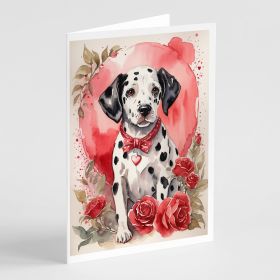 Dalmatian Valentine Roses Greeting Cards Pack of 8 Blank Cards with Envelopes Whimsical A7 Size 5x7 Blank Note Cards (Default: Default)
