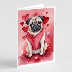 Pug My Valentine Greeting Cards Pack of 8 Blank Cards with Envelopes Whimsical A7 Size 5x7 Blank Note Cards (Default: Default)