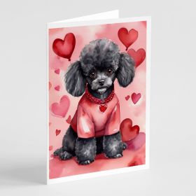 Black Poodle My Valentine Greeting Cards Pack of 8 Blank Cards with Envelopes Whimsical A7 Size 5x7 Blank Note Cards (Default: Default)