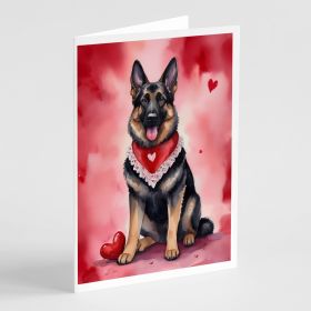 German Shepherd My Valentine Greeting Cards Pack of 8 Blank Cards with Envelopes Whimsical A7 Size 5x7 Blank Note Cards (Default: Default)