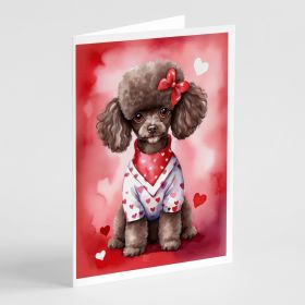 Chocolate Poodle My Valentine Greeting Cards Pack of 8 Blank Cards with Envelopes Whimsical A7 Size 5x7 Blank Note Cards (Default: Default)