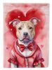 Pit Bull Terrier My Valentine House Flag Large Porch Sleeve Pole Decorative Outside Yard Banner Artwork Wall Hanging, Polyester, House Size