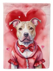Pit Bull Terrier My Valentine House Flag Large Porch Sleeve Pole Decorative Outside Yard Banner Artwork Wall Hanging, Polyester, House Size (Default: Default)