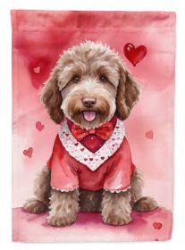 Labradoodle My Valentine House Flag Large Porch Sleeve Pole Decorative Outside Yard Banner Artwork Wall Hanging, Polyester, House Size, Multicolor (Default: Default)