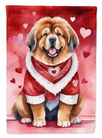 Tibetan Mastiff My Valentine House Flag Large Porch Sleeve Pole Decorative Outside Yard Banner Artwork Wall Hanging, Polyester, House Size, Multicolor (Default: Default)
