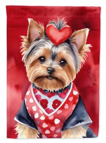 Yorkshire Terrier My Valentine House Flag Large Porch Sleeve Pole Decorative Outside Yard Banner Artwork Wall Hanging, Polyester, House Size (Default: Default)