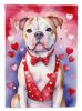 American Bulldog My Valentine House Flag Large Porch Sleeve Pole Decorative Outside Yard Banner Artwork Wall Hanging, Polyester, House Size