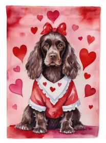 Cocker Spaniel My Valentine House Flag Large Porch Sleeve Pole Decorative Outside Yard Banner Artwork Wall Hanging, Polyester, House Size, Multicolor (Default: Default)