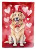 Golden Retriever My Valentine House Flag Large Porch Sleeve Pole Decorative Outside Yard Banner Artwork Wall Hanging, Polyester, House Size