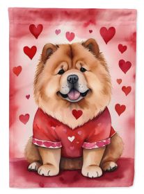 Chow Chow My Valentine House Flag Large Porch Sleeve Pole Decorative Outside Yard Banner Artwork Wall Hanging, Polyester, House Size, Multicolor (Default: Default)