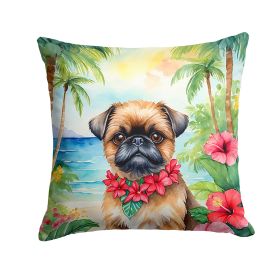 Brussels Griffon Luau Throw Pillow Machine Washable, Indoor Outdoor Decorative Pillow for Couch, Bed or Patio, 14Hx14W (Default: Default)