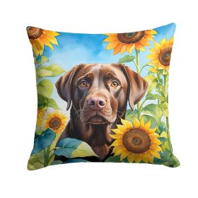 Labrador Retriever in Sunflowers Throw Pillow Machine Washable, Indoor Outdoor Decorative Pillow for Couch, Bed or Patio, 14Hx14W (Default: Default)