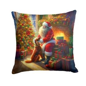 Irish Setter and Santa Claus Throw Pillow Machine Washable, Indoor Outdoor Decorative Pillow for Couch, Bed or Patio, 14Hx14W (Default: Default)