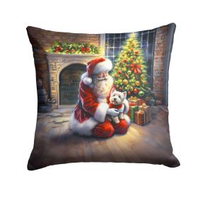 Westie and Santa Claus Throw Pillow Machine Washable, Indoor Outdoor Decorative Pillow for Couch, Bed or Patio, 14Hx14W (Default: Default)
