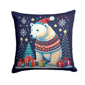 Polar Bear Christmas Throw Pillow Machine Washable, Indoor Outdoor Decorative Pillow for Couch, Bed or Patio, 14Hx14W (Default: Default)