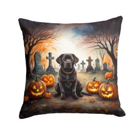 Chocolate Labrador Retriever Spooky Halloween Throw Pillow Machine Washable, Indoor Outdoor Decorative Pillow for Couch, Bed or Patio, 14Hx14W (Default: Default)