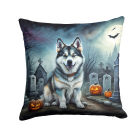 Alaskan Malamute Spooky Halloween Throw Pillow Machine Washable, Indoor Outdoor Decorative Pillow for Couch, Bed or Patio, 14Hx14W (Default: Default)