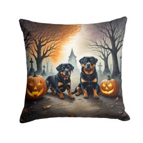 Rottweiler Spooky Halloween Throw Pillow Machine Washable, Indoor Outdoor Decorative Pillow for Couch, Bed or Patio, 14Hx14W (Default: Default)