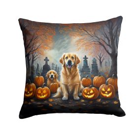 Golden Retriever Spooky Halloween Throw Pillow Machine Washable, Indoor Outdoor Decorative Pillow for Couch, Bed or Patio, 14Hx14W (Default: Default)