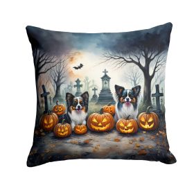 Papillon Spooky Halloween Throw Pillow Machine Washable, Indoor Outdoor Decorative Pillow for Couch, Bed or Patio, 14Hx14W (Default: Default)