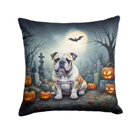 English Bulldog Spooky Halloween Throw Pillow Machine Washable, Indoor Outdoor Decorative Pillow for Couch, Bed or Patio, 14Hx14W (Default: Default)