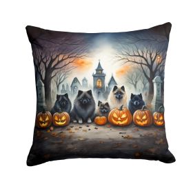 Keeshond Spooky Halloween Throw Pillow Machine Washable, Indoor Outdoor Decorative Pillow for Couch, Bed or Patio, 14Hx14W (Default: Default)
