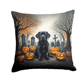 Black Labrador Retriever Spooky Halloween Throw Pillow Machine Washable, Indoor Outdoor Decorative Pillow for Couch, Bed or Patio, 14Hx14W (Default: Default)