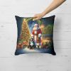 Bernese Mountain Dog and Santa Claus Throw Pillow Machine Washable, Indoor Outdoor Decorative Pillow for Couch, Bed or Patio, 18Hx18W