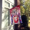 American Bulldog My Valentine House Flag Large Porch Sleeve Pole Decorative Outside Yard Banner Artwork Wall Hanging, Polyester, House Size