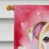 American Bulldog My Valentine House Flag Large Porch Sleeve Pole Decorative Outside Yard Banner Artwork Wall Hanging, Polyester, House Size