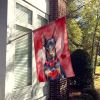 Doberman Pinscher My Valentine House Flag Large Porch Sleeve Pole Decorative Outside Yard Banner Artwork Wall Hanging, Polyester, House Size
