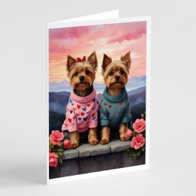 Yorkshire Terrier Two Hearts Greeting Cards Pack of 8 Blank Cards with Envelopes Whimsical A7 Size 5x7 Blank Note Cards (Default: Default)
