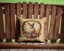 Chihuahua and Flowers Throw Pillow Machine Washable, Indoor Outdoor Decorative Pillow for Couch, Bed or Patio, 14Hx14W